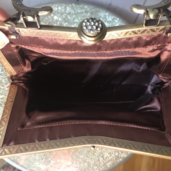 Leko London hand/shoulder/crossbody suede like material, beaded floral design - Picture 8 of 11